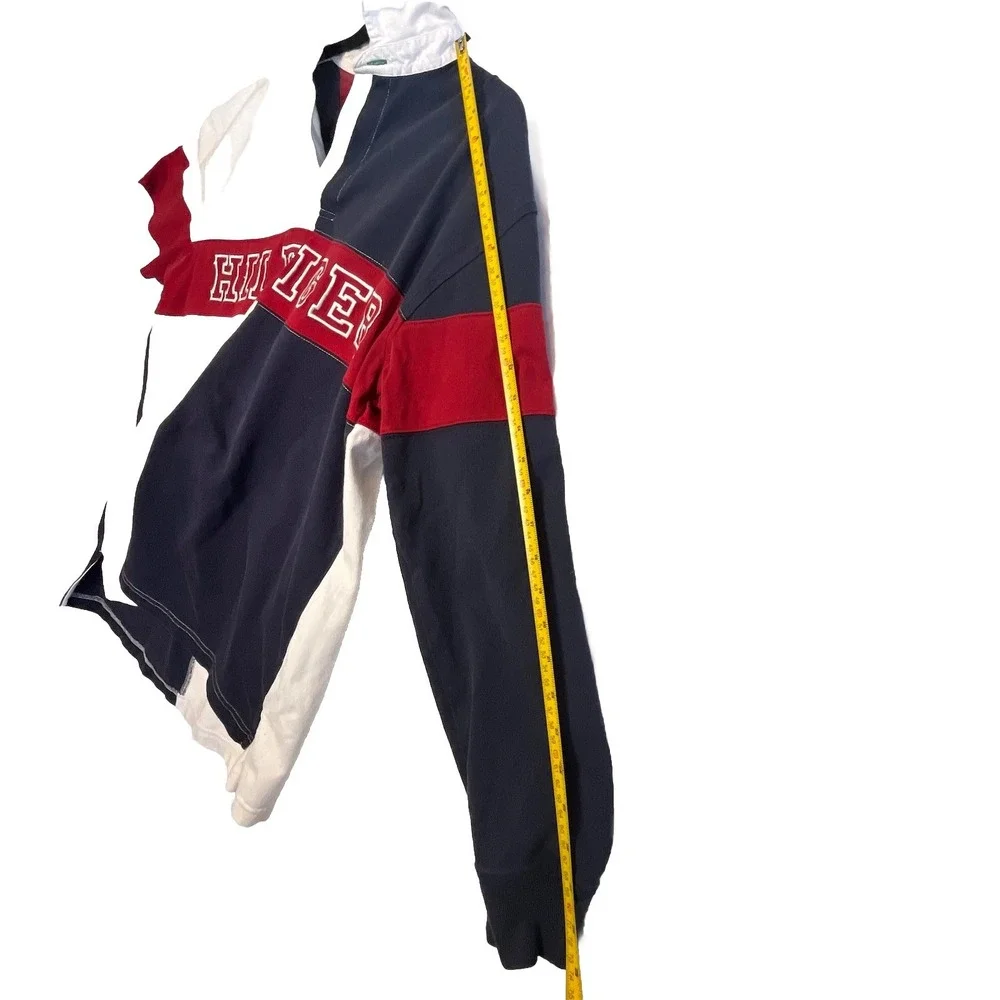 Vintage‎ Rugby Tommy Hilfiger Polo Sport Color block Spell Out Logo 90s